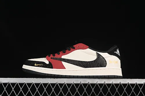 All categories Air Jordan Jordan series basketball shoes Air Jordan 1 Low High-end customized low-top sneakers Travis Scott x Fragment Design x Air Jordan 1 Low OG SP AJ1 FOG joint splicing burgundy low-top cultural casual sneakers LD2025-012